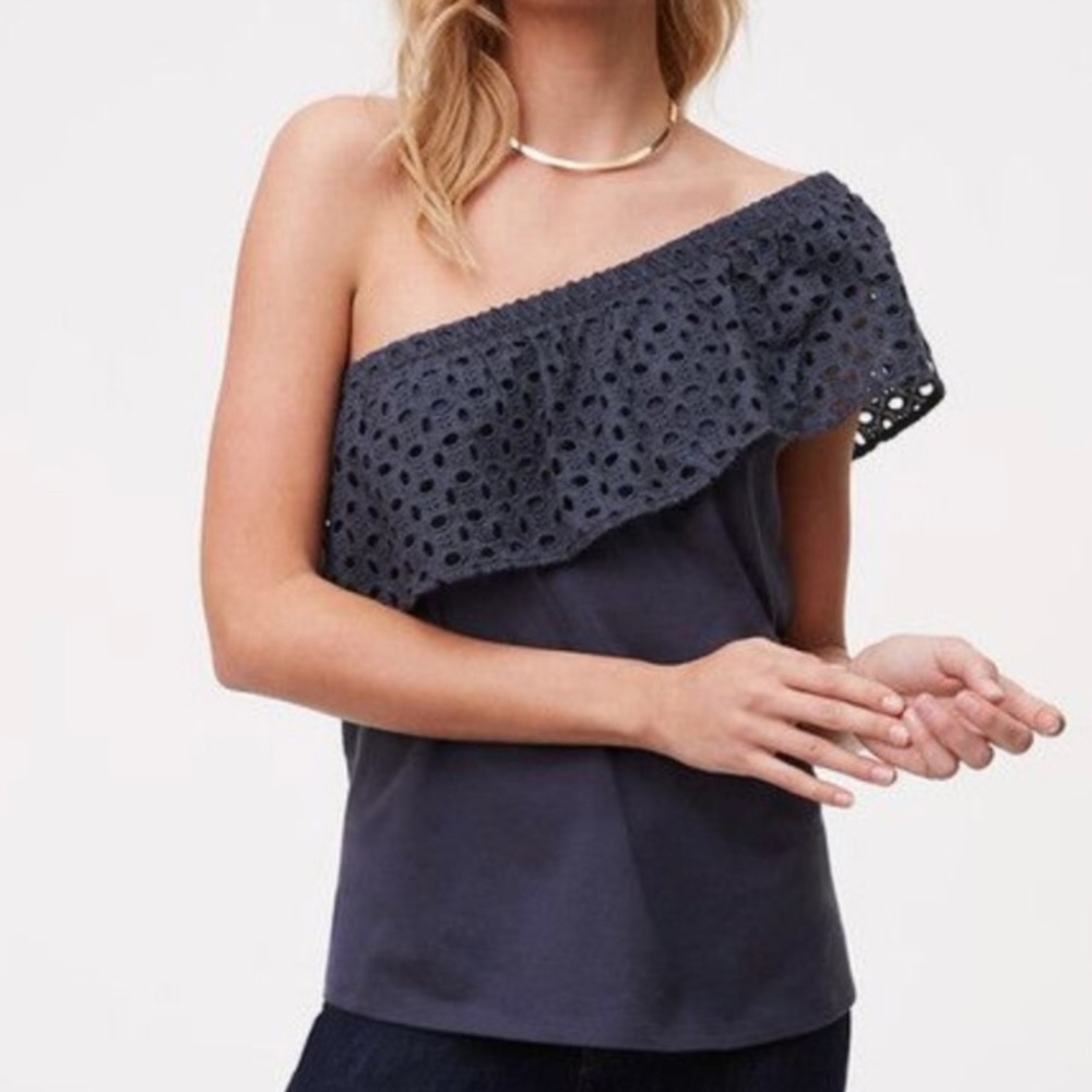 LOFT Eyelet One Shoulder Top